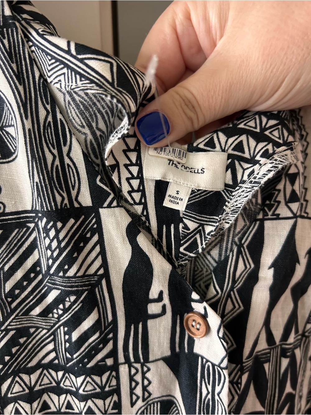 Anthropologie The Odells Linen Hemp Printed Fish Bird Jumpsuit - Picture 5 of 6